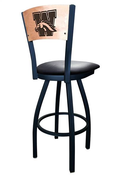 Western Michigan 30" Swivel Bar Stool with Black Wrinkle Finish and a Laser Engraved Back  