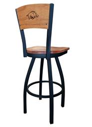 Arkansas 36" Swivel Bar Stool with Black Wrinkle Finish and a Laser Engraved Back  