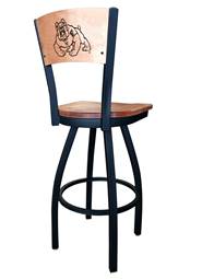 Fresno State 36" Swivel Bar Stool with Black Wrinkle Finish and a Laser Engraved Back  