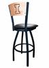 Illinois 36" Swivel Bar Stool with Black Wrinkle Finish and a Laser Engraved Back  