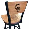 Colorado Rockies 30" Swivel Bar Stool with Black Wrinkle Finish and a Laser Engraved Back  