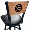 Chicago Cubs 36" Swivel Bar Stool with Black Wrinkle Finish and a Laser Engraved Back  