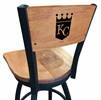 Kansas City Royals 30" Swivel Bar Stool with Black Wrinkle Finish and a Laser Engraved Back  