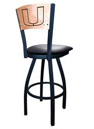 Miami (FL) 36" Swivel Bar Stool with Black Wrinkle Finish and a Laser Engraved Back  