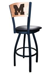 Michigan 36" Swivel Bar Stool with Black Wrinkle Finish and a Laser Engraved Back  