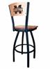 Mississippi State 36" Swivel Bar Stool with Black Wrinkle Finish and a Laser Engraved Back  