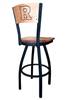 Rutgers 36" Swivel Bar Stool with Black Wrinkle Finish and a Laser Engraved Back  
