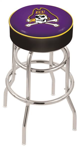  East Carolina 25" Double-Ring Swivel Counter Stool with Chrome Finish   