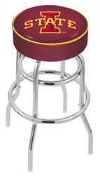  Iowa State 25" Double-Ring Swivel Counter Stool with Chrome Finish   