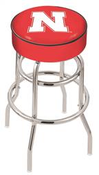  Nebraska 25" Double-Ring Swivel Counter Stool with Chrome Finish   