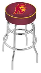  USC Trojans 25" Double-Ring Swivel Counter Stool with Chrome Finish   