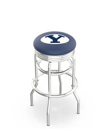  Brigham Young 25" Double-Ring Swivel Counter Stool with Chrome Finish  