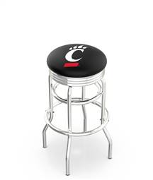  Cincinnati 25" Double-Ring Swivel Counter Stool with Chrome Finish  