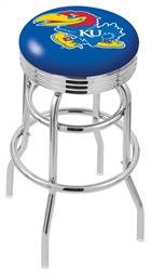  Kansas 25" Double-Ring Swivel Counter Stool with Chrome Finish  