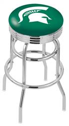  Michigan State 25" Double-Ring Swivel Counter Stool with Chrome Finish  
