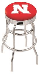  Nebraska 25" Double-Ring Swivel Counter Stool with Chrome Finish  