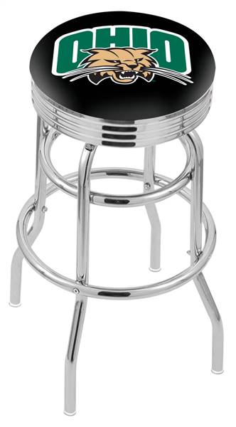  Ohio University 25" Double-Ring Swivel Counter Stool with Chrome Finish  