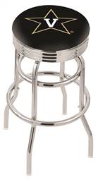  Vanderbilt 25" Double-Ring Swivel Counter Stool with Chrome Finish  