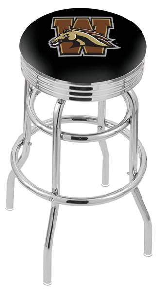  Western Michigan 25" Double-Ring Swivel Counter Stool with Chrome Finish  