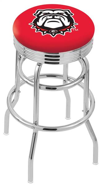  Georgia "Bulldog" 30" Double-Ring Swivel Bar Stool with Chrome Finish  