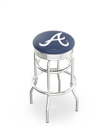  Atlanta Braves 30" Doubleing Swivel Bar Stool with Chrome Finish  