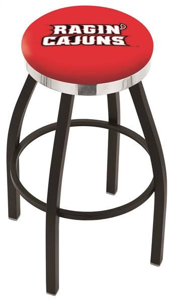  Louisiana-Lafayette 25" Swivel Counter Stool with a Black Wrinkle and Chrome Finish  