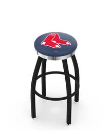  Boston Red Sox 25" Swivel Counter Stool with a Black Wrinkle and Chrome Finish  