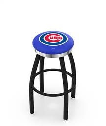 Chicago Cubs 25" Swivel Counter Stool with a Black Wrinkle and Chrome Finish  