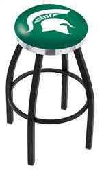  Michigan State 25" Swivel Counter Stool with a Black Wrinkle and Chrome Finish  