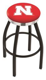  Nebraska 25" Swivel Counter Stool with a Black Wrinkle and Chrome Finish  