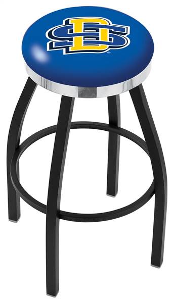  South Dakota State 25" Swivel Counter Stool with a Black Wrinkle and Chrome Finish  