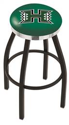  Hawaii 30" Swivel Bar Stool with a Black Wrinkle and Chrome Finish  