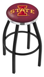  Iowa State 30" Swivel Bar Stool with a Black Wrinkle and Chrome Finish  