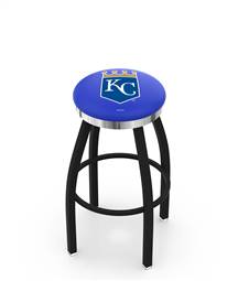  Kansas City Royals 30" Swivel Bar Stool with a Black Wrinkle and Chrome Finish  