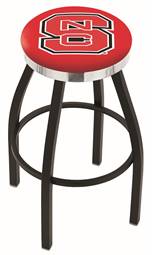  North Carolina State 30" Swivel Bar Stool with a Black Wrinkle and Chrome Finish  