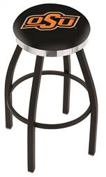  Oklahoma State 30" Swivel Bar Stool with a Black Wrinkle and Chrome Finish  