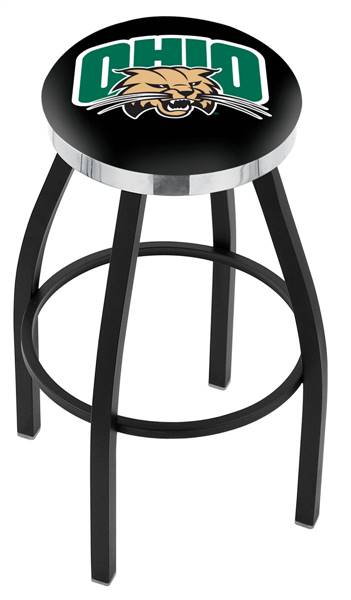  Ohio University 30" Swivel Bar Stool with a Black Wrinkle and Chrome Finish  