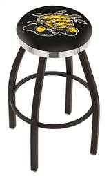  Wichita State 30" Swivel Bar Stool with a Black Wrinkle and Chrome Finish  