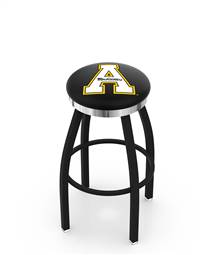  Appalachian State 36" Swivel Bar Stool with a Black Wrinkle and Chrome Finish  