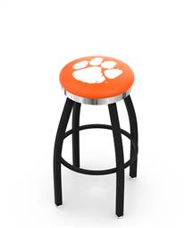  Clemson 36" Swivel Bar Stool with a Black Wrinkle and Chrome Finish  