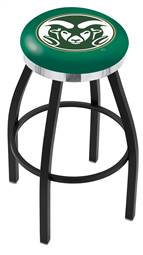  Colorado State 36" Swivel Bar Stool with a Black Wrinkle and Chrome Finish  