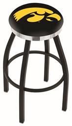  Iowa 36" Swivel Bar Stool with a Black Wrinkle and Chrome Finish  