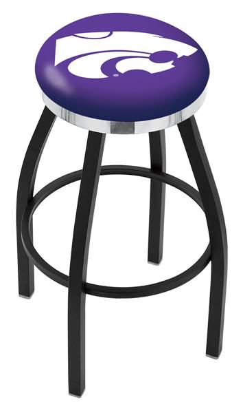  Kansas State 36" Swivel Bar Stool with a Black Wrinkle and Chrome Finish  