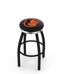  Baltimore Orioles 36" Swivel Bar Stool with a Black Wrinkle and Chrome Finish  