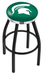  Michigan State 36" Swivel Bar Stool with a Black Wrinkle and Chrome Finish  