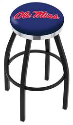  Ole' Miss 36" Swivel Bar Stool with a Black Wrinkle and Chrome Finish  