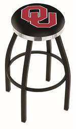  Oklahoma 36" Swivel Bar Stool with a Black Wrinkle and Chrome Finish  