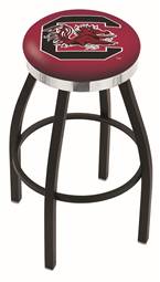  South Carolina 36" Swivel Bar Stool with a Black Wrinkle and Chrome Finish  