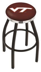  Virginia Tech 36" Swivel Bar Stool with a Black Wrinkle and Chrome Finish  