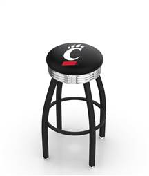  Cincinnati 25" Swivel Counter Stool with a Black Wrinkle and Chrome Finish  